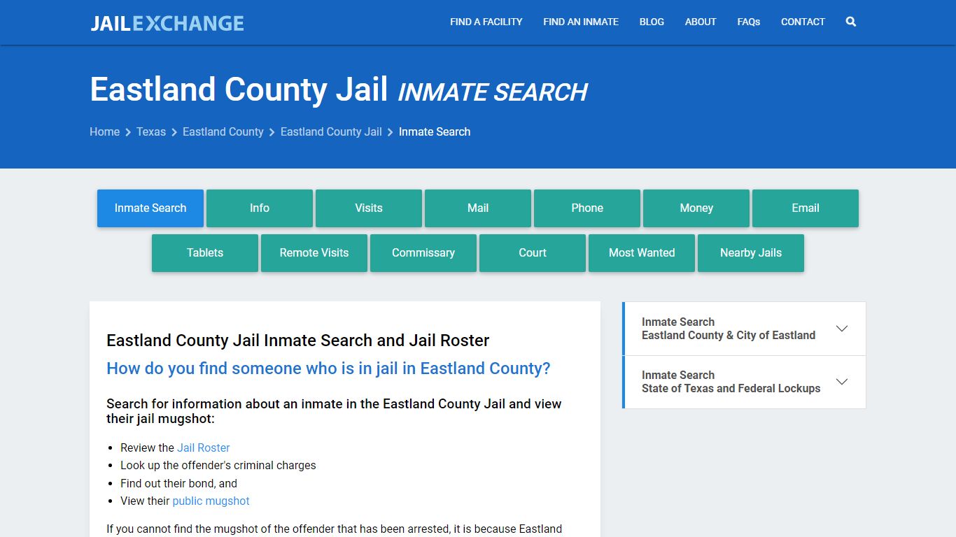 Inmate Search: Roster & Mugshots - Eastland County Jail, TX - Jail Exchange